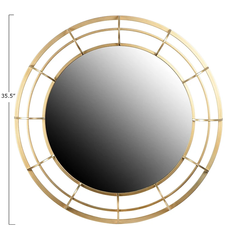 36" Gold Contemporary Round Metal Wall Mirror