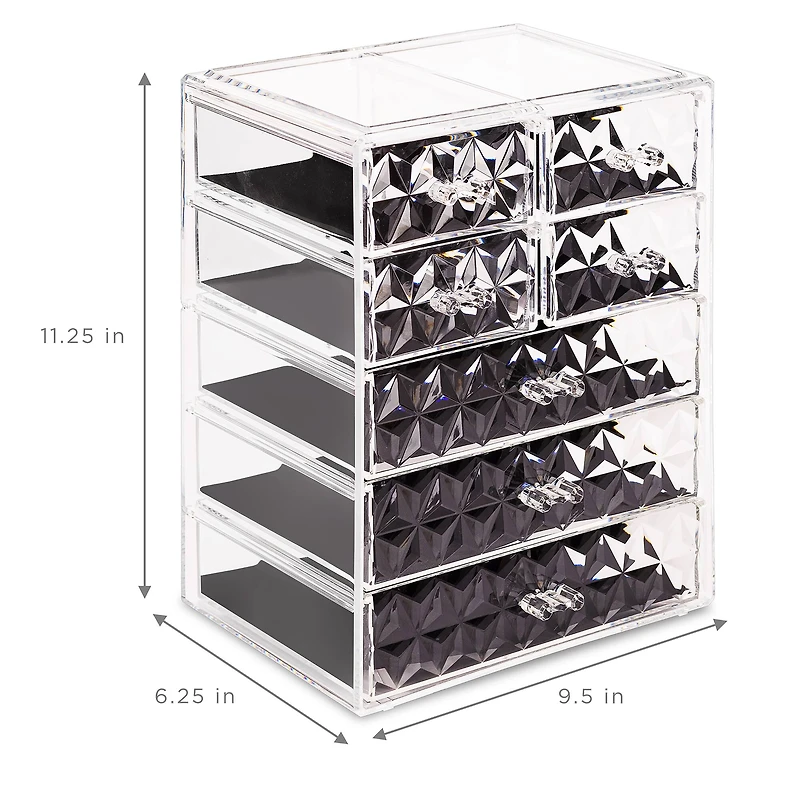 Sorbus Brown Makeup & Jewelry Storage Case with 3 Large & 4 Small Drawers