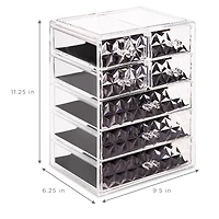 Sorbus Brown Makeup & Jewelry Storage Case with 3 Large & 4 Small Drawers