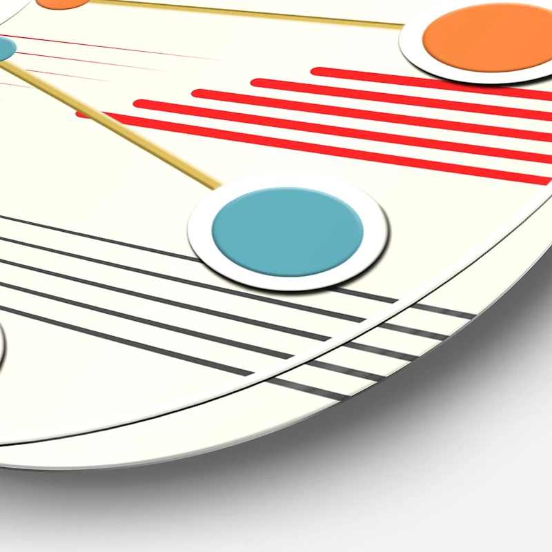 Designart 'Horizontal Retro Geometrical Pattern I Mid-Century Modern Wall Clock