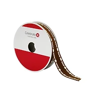 5/8" x 18ft. Brown & White Stitch Grosgrain Ribbon by Celebrate It®