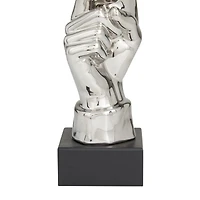 Silver Porcelain Contemporary Sculpture, 17" x 5" x 5"