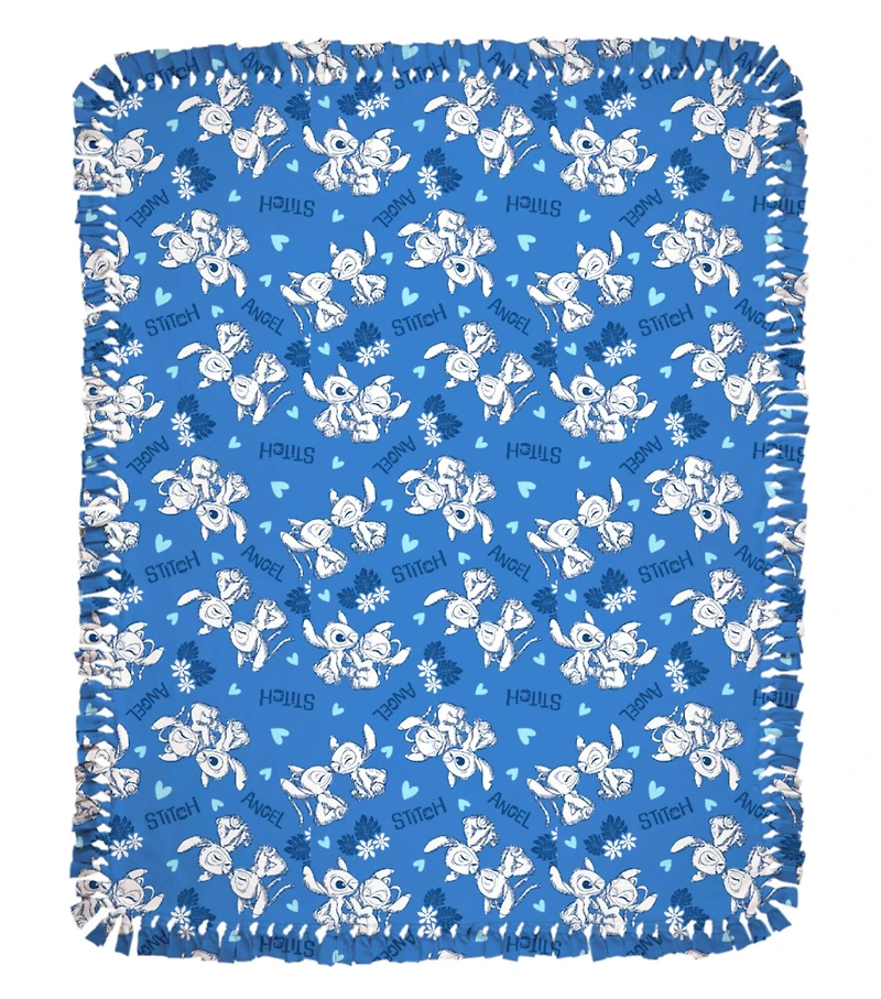 Lilo & Stitch 48" Stitch Loves Angel No Sew Fleece Throw Kit