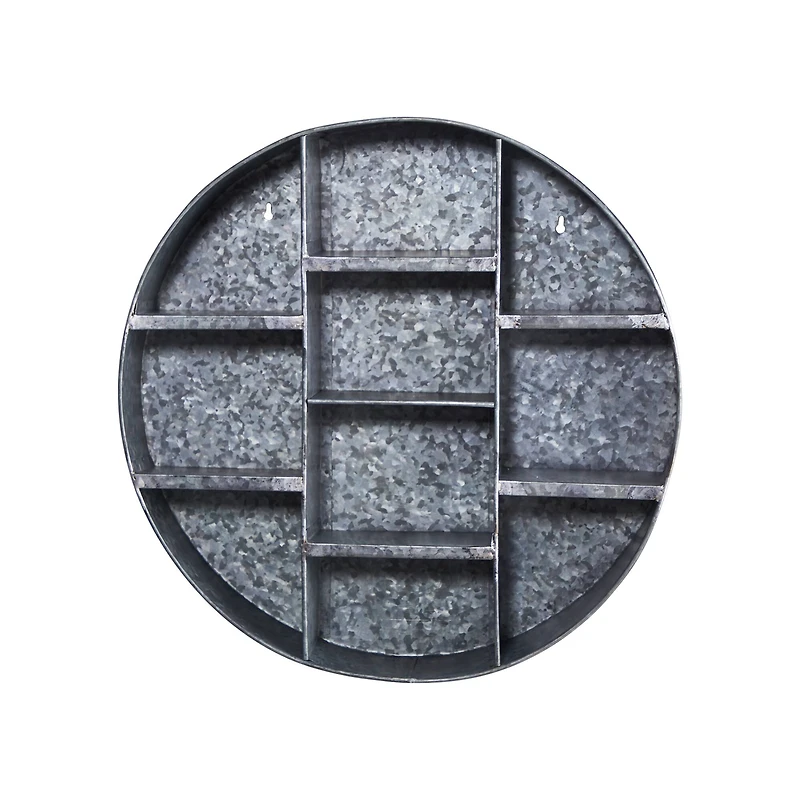 18" Galvanized Round Metal Wall Mounted Shelf System