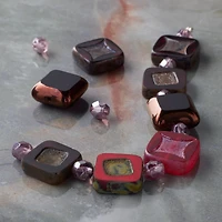 Red Squares Czech Glass Bead Mix by Bead Landing™