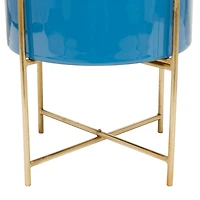 Blue Modern Planter, Set of 2" 15", 12"