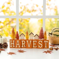 Glitzhome® 14" Harvest Wooden House and Brush Trees Table Décor