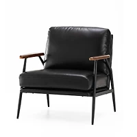 Glitzhome® 28" Modern Black Faux Leather Accent Armchair