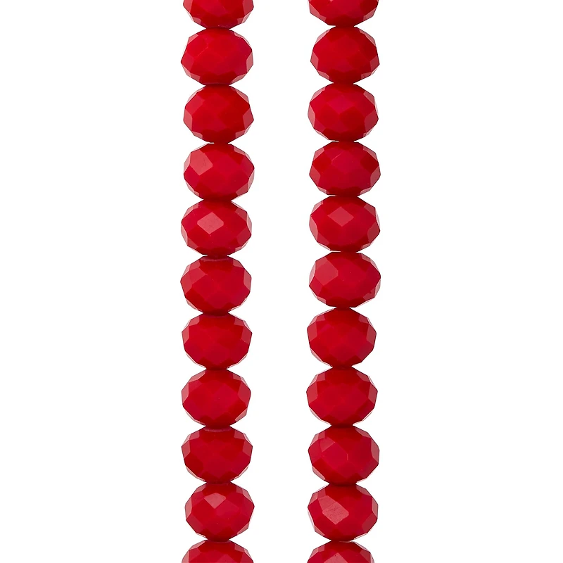 12 Packs: 40 ct. (480 total) Red Faceted Glass Rondelle Beads, 8mm by Bead Landing™