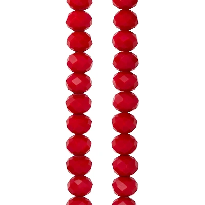 12 Packs: 40 ct. (480 total) Red Faceted Glass Rondelle Beads, 8mm by Bead Landing™