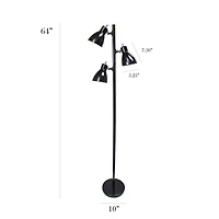 Simple Designs 64" Metal 3-Light Tree Floor Lamp