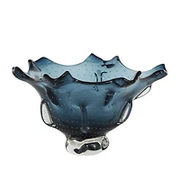 13" Dark Blue Ombre Glass Bowl