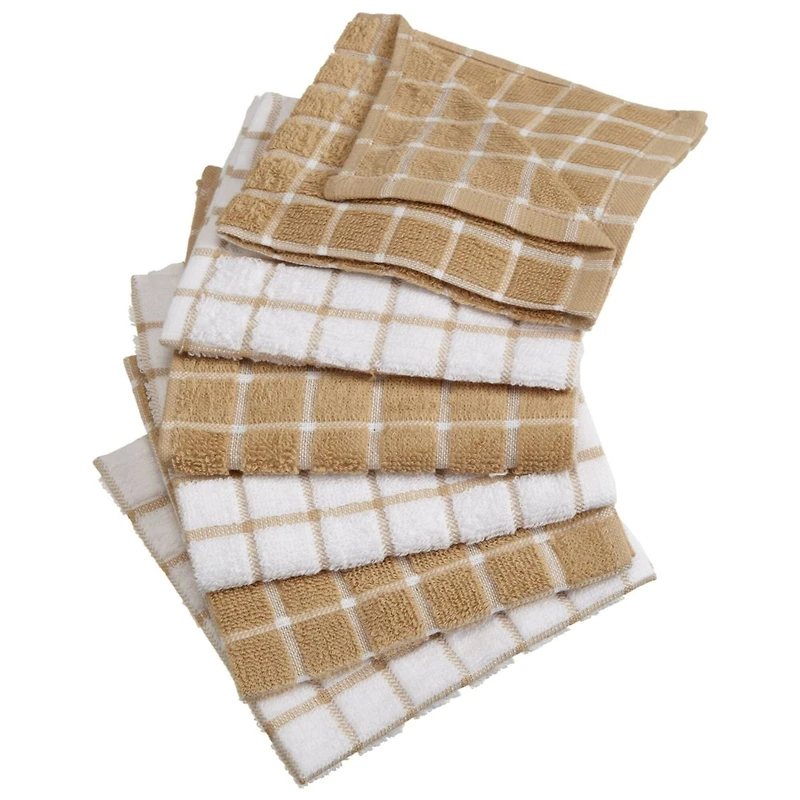 DII® Pebble & White Windowpane Terry Dishcloths, 6ct.