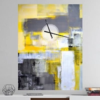 Designart 'Grey And Yellow Blur Abstract Modern Rectangular Wall Clock