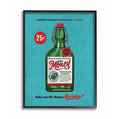 Stupell Industries Money Oil Vintage Comic Book Framed Giclee Textured Wall Art