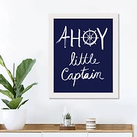 Ahoy Little Captain White Framed Nautical Wall Décor