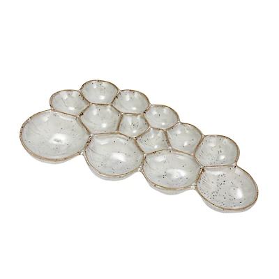 Hello Honey® White Speckled 13-Section Stoneware Dish