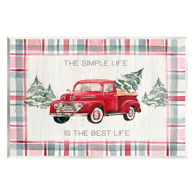 Stupell Industries Simple Life Is Best Plaid Truck Wall Plaque Art