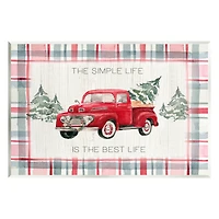 Stupell Industries Simple Life Is Best Plaid Truck Wall Plaque Art