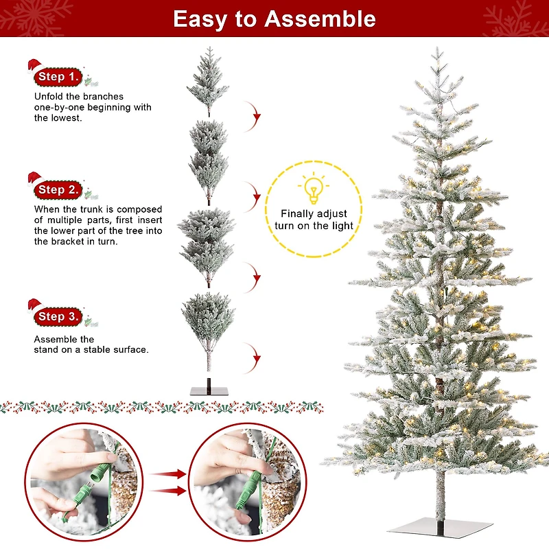 10ft. Pre-Lit Deluxe Flocked Fir Artificial Christmas Tree, Warm White Lights