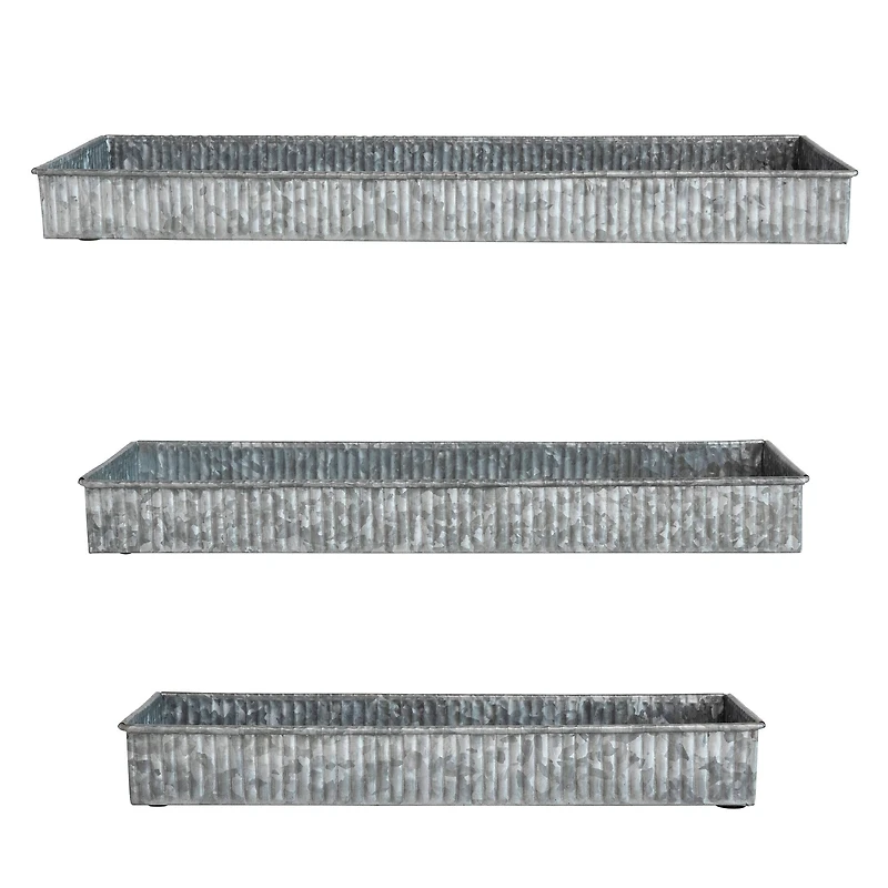 Hello Honey® Antique Galvanized Finish Decorative Metal Nesting Tray Set