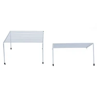 Mind Reader Silver Multi-Purpose Expandable Kitchen Counter & Cabinet Shelf Storage & Organization