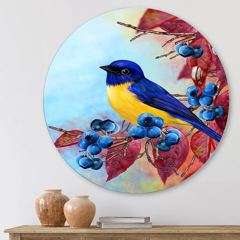 Designart - Bright Bird Bullfinch Sitting On A Branch I