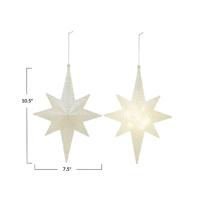 Hello Honey® 10.5" White Glitter LED Plastic Star Ornament