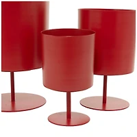 The Novogratz Red Metal Planter with Pedestal Base Set
