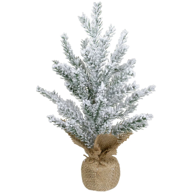 12" Unlit Flocked Mini Pine Artificial Christmas Tree with Jute Base