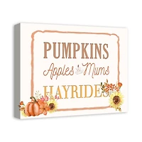 Pumpkins & Hayrides Farm Sign Canvas Wall Art