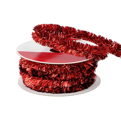 5/8" x 30ft. Red Tinsel Wired Trim Ribbon by Celebrate It®