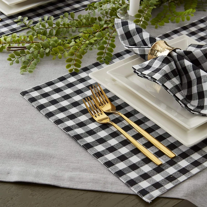 DII® Reversible Gingham & Buffalo Check Placemat Set