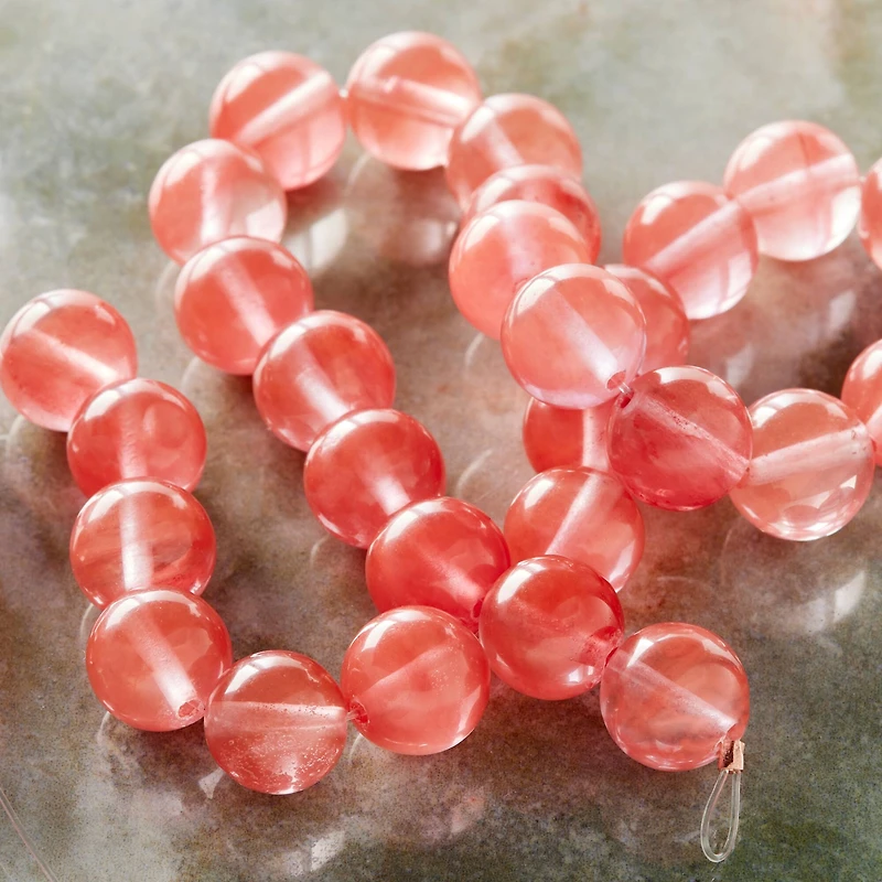 Cherry Quartz Glass Small Round Beads, 10mm by Bead Landing™