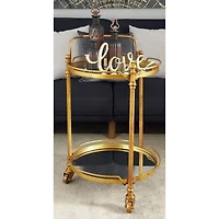 Brass Iron Bar Cart, 31" x 19" x 18"