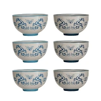 Hello Honey® 4.5" Blue & Cream Holiday Icons Stoneware Bowls, 6ct.