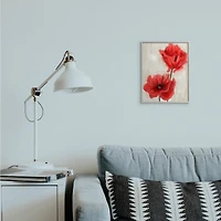 Stupell Industries Soft Petal Poppies Red Beige Floral Painting Framed Wall Art