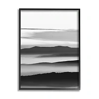 Stupell Industries Misty Clouds Eerie Mountain Landscape Black White in Black Frame Wall Art