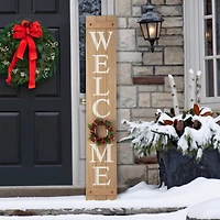 Glitzhome® 5ft. Brown Welcome Wood Porch Sign with 4 Changeable Wreaths