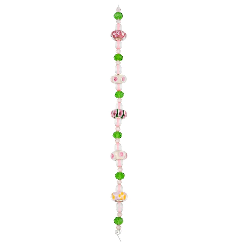 Pink Floral Lampwork Glass Rondelle Bead Mix by Bead Landing™