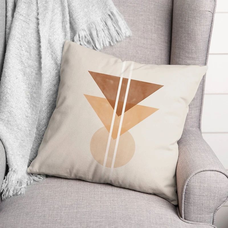 Simple Sepia Geos Throw Pillow 18" x 18"