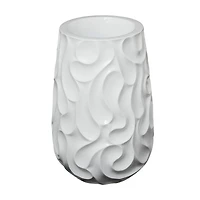 24" White Wave Textured Vase