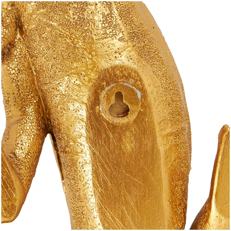 17" Gold Polystone Textured Climbing Lizard Sculpture