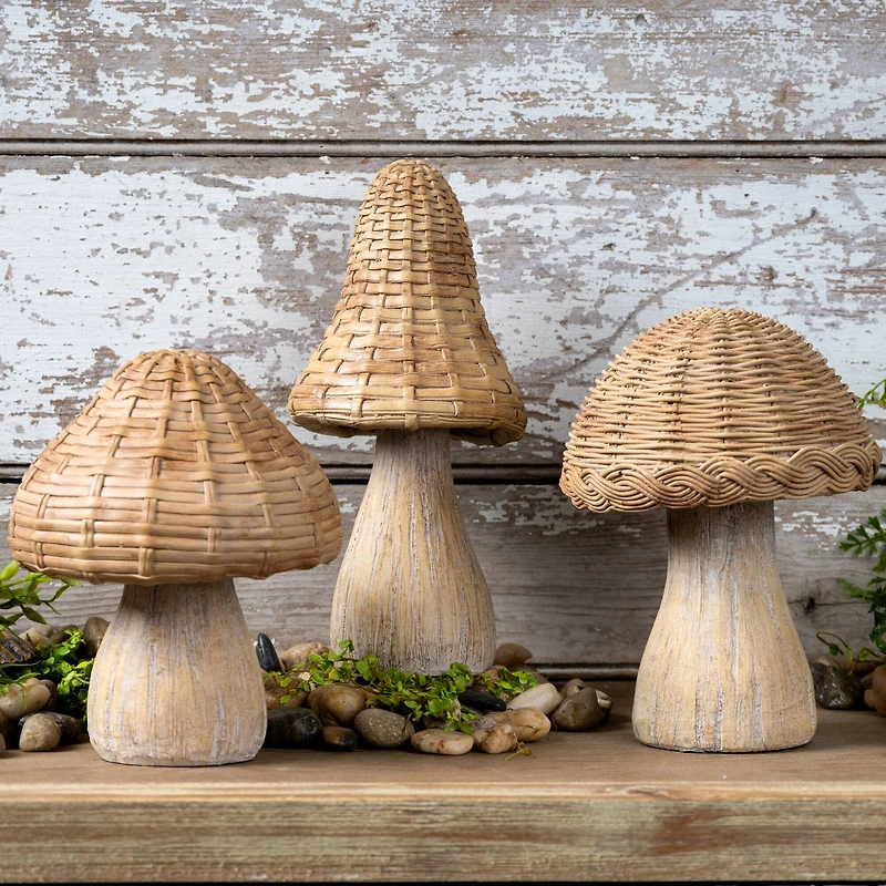 Wicker Mushroom Décor Set