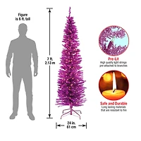 7ft. Pre-Lit Pink Tinsel Artificial Christmas Tree
