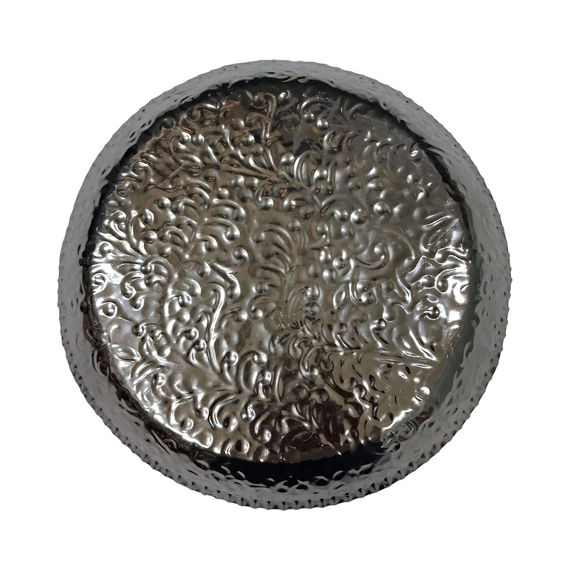 13" Silver Etched Round Metal Tray by Ashland®