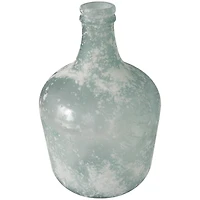 17" Frosted Spanish Bottle Recycled Glass Vase