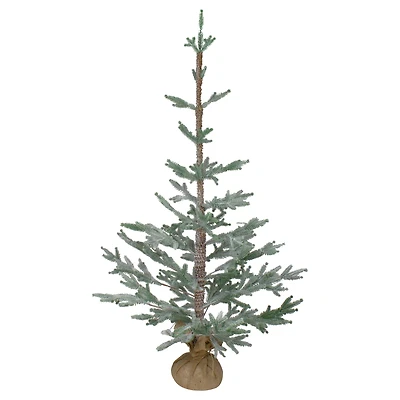 3ft. Unlit Snow-Covered Slim Pine Artificial Christmas Tree in Jute Base