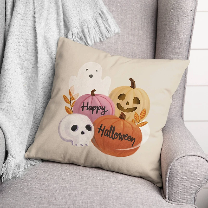 Happy Halloween Whispy Ghost Throw Pillow