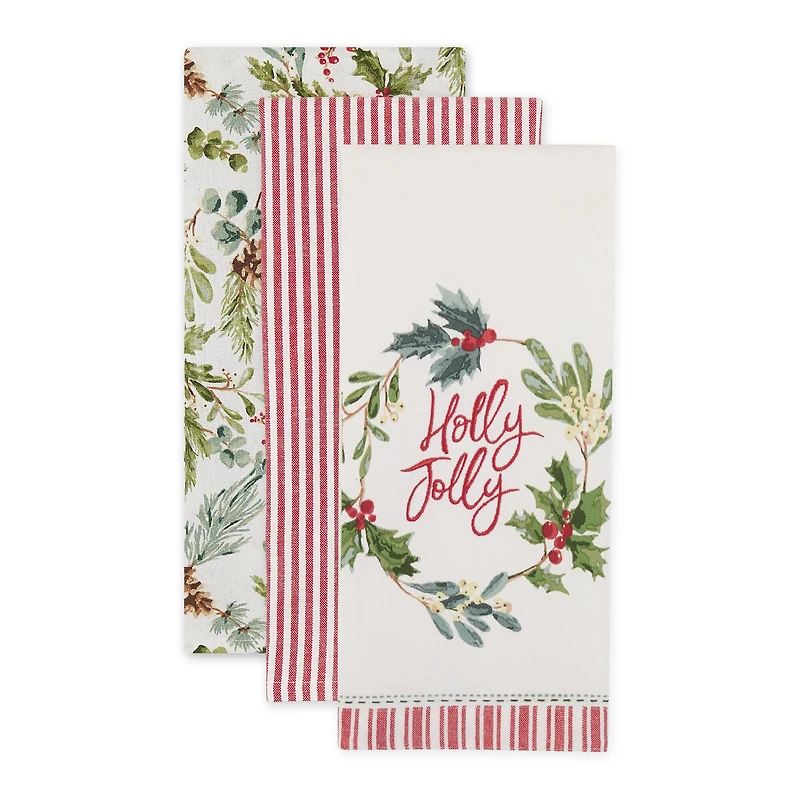 DII® Holly Jolly Sprigs Dishtowel Set